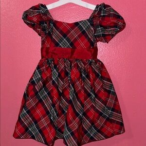 Elegant Red Plaid Kids Formal Dress